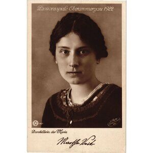 Passionsspiele Oberammergau 1922 Postcard Maria Role Portrait Monochrome Vintage